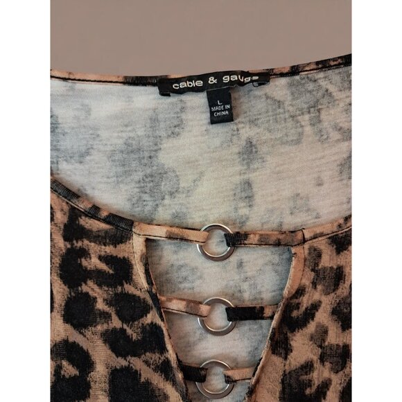 Cable & Gauge Leopard Print Dress Size L - Picture 4 of 8